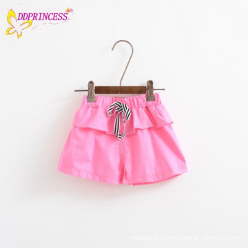 Menina da escola em algodão Short plissado Kids Shorts com cordão na cintura